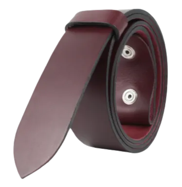 Burgundy 1.25 Inch (32mm) Buckleless Leather Belt Strap