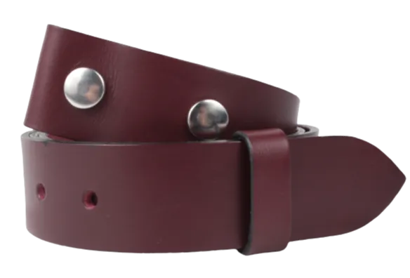 Burgundy 1.25 Inch (32mm) Buckleless Leather Belt Strap