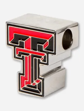 C-Note Texas Tech Red & Black Double T Stainless Steel Bead