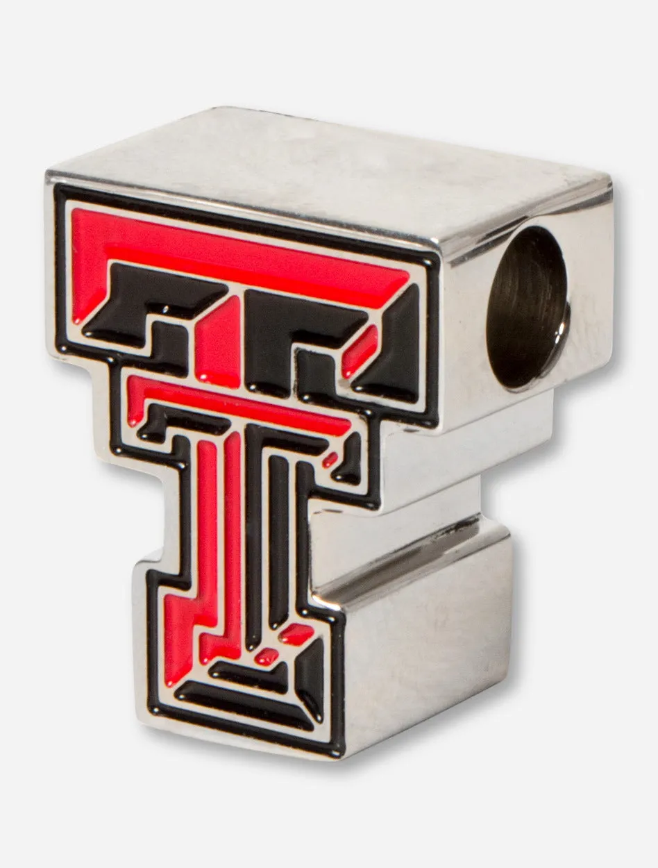 C-Note Texas Tech Red & Black Double T Stainless Steel Bead
