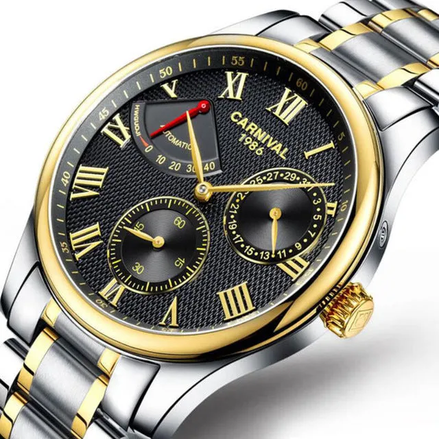 CARNIVAL Men's Luxury Military Waterproof Watches Kinetic Energy Display