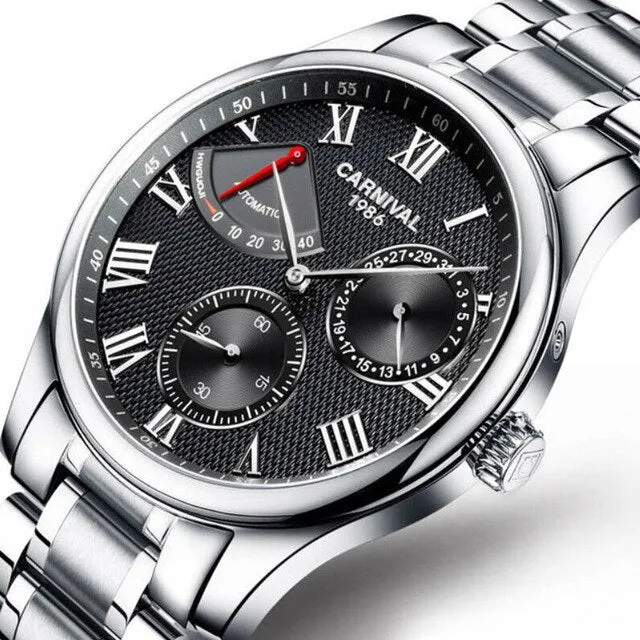 CARNIVAL Men's Luxury Military Waterproof Watches Kinetic Energy Display