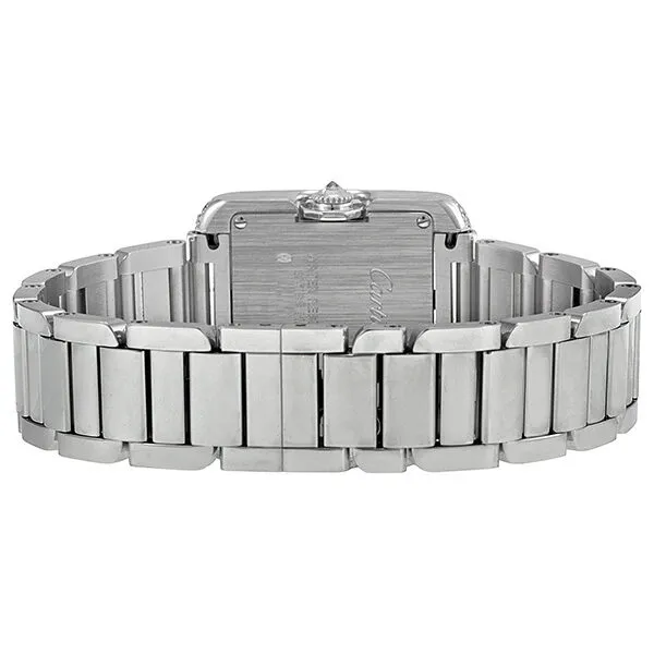 Cartier Tank Anglaise Silver Dial Lacquered Flinque Dial 18kt Rhodiumised White Gold Ladies Watch WT100008