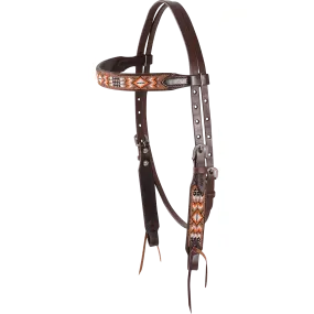 Cashel Tan and Orange Beaded Browband Headstall