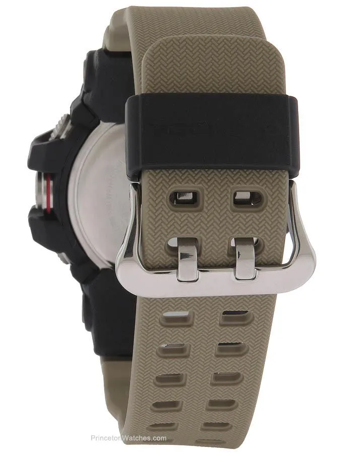 Casio Mens G-Shock Mudmaster - Black Case - Tan Strap - Twin Sensor - 200m
