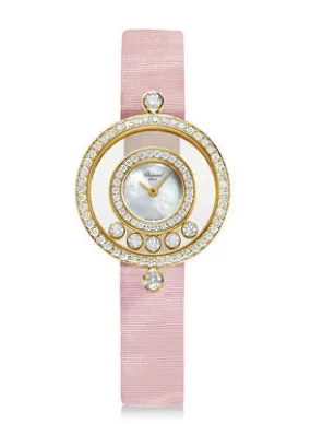 Chopard Happy Diamonds Mother of Pearl Dial Pink Fabric Strap Ladies Watch 203957-0001