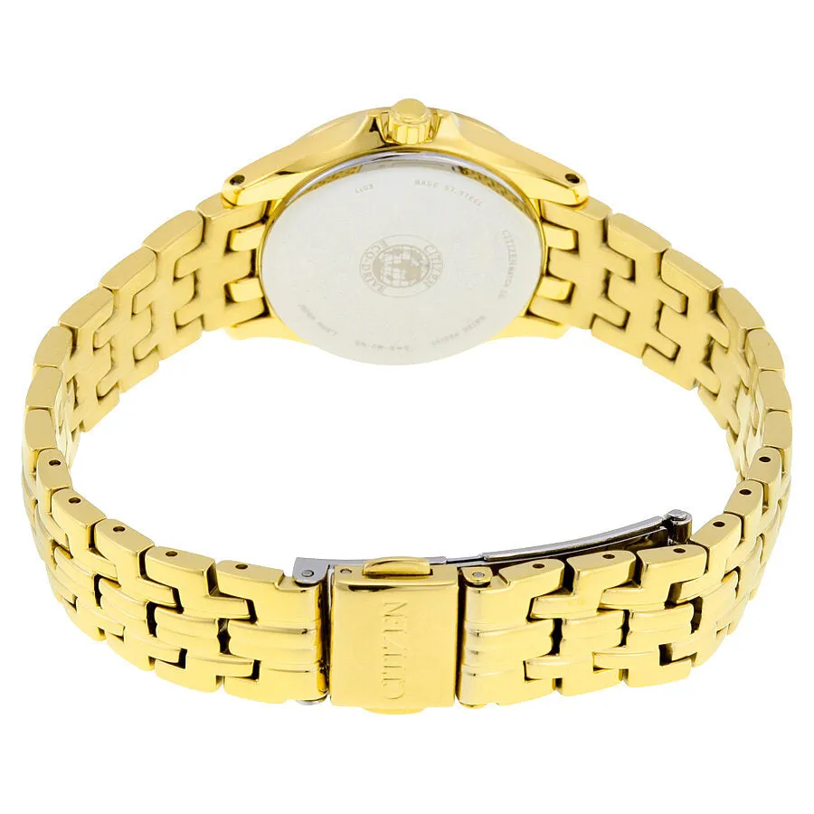 Citizen Silhouette Eco-Drive Crystal Mother of Pearl Dial Gold-Tone Ladies Watch EW1222-84D