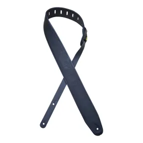 Colonial Leather - Upholstery Backed 2.5″ Leather Guitar Strap - Black & Black