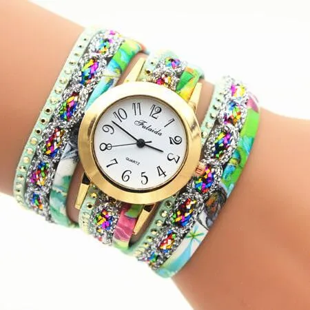 Colorful Print Multilayer Bracelet Watch