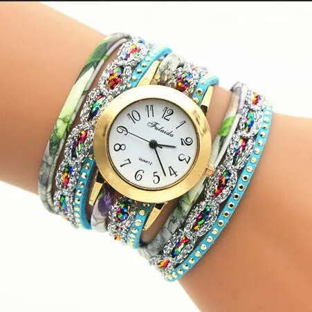 Colorful Print Multilayer Bracelet Watch