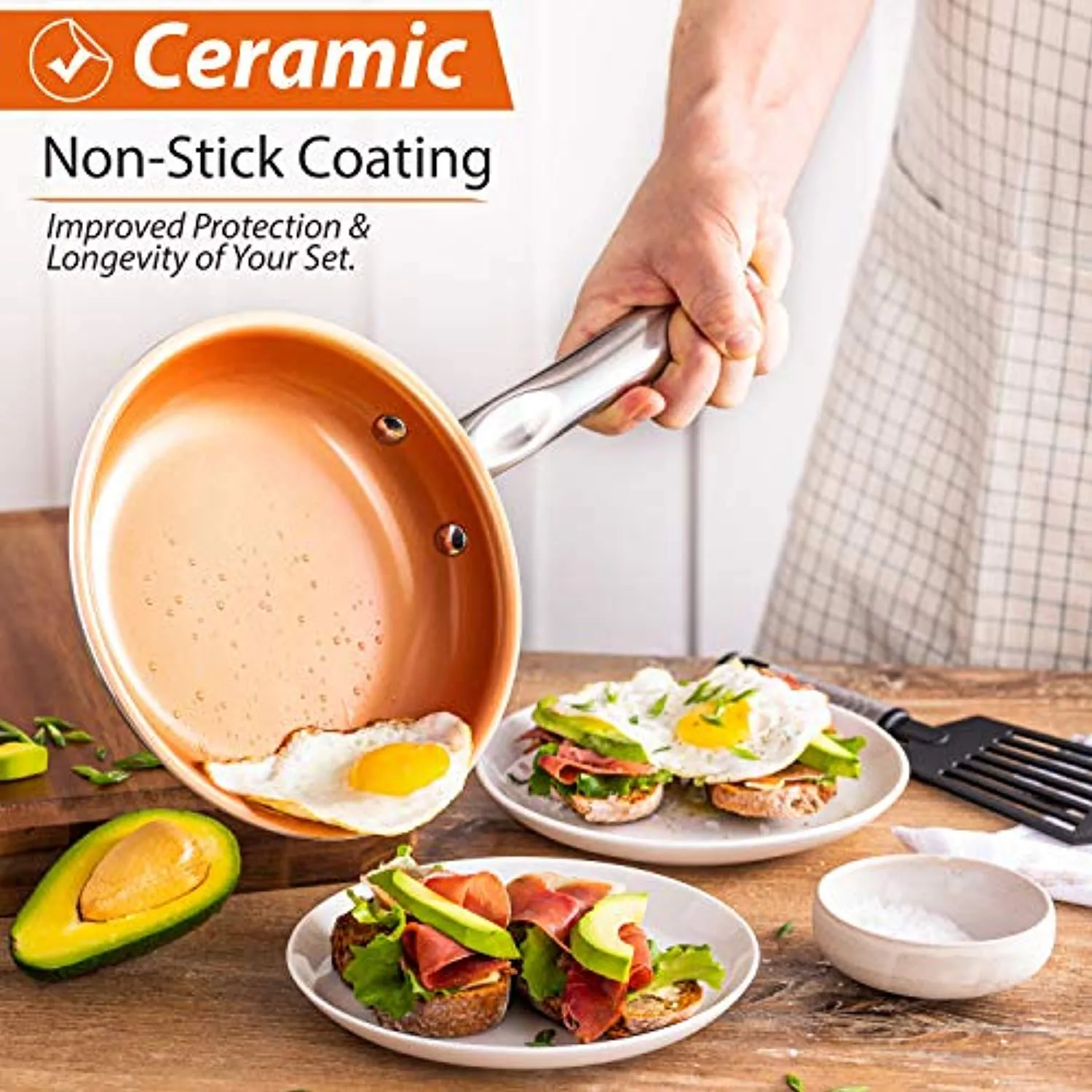 Copper Pots and Pans Set - 23pc Copper Cookware Nonstick