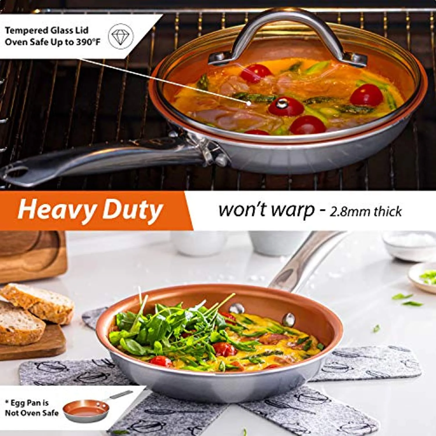 Copper Pots and Pans Set - 23pc Copper Cookware Nonstick