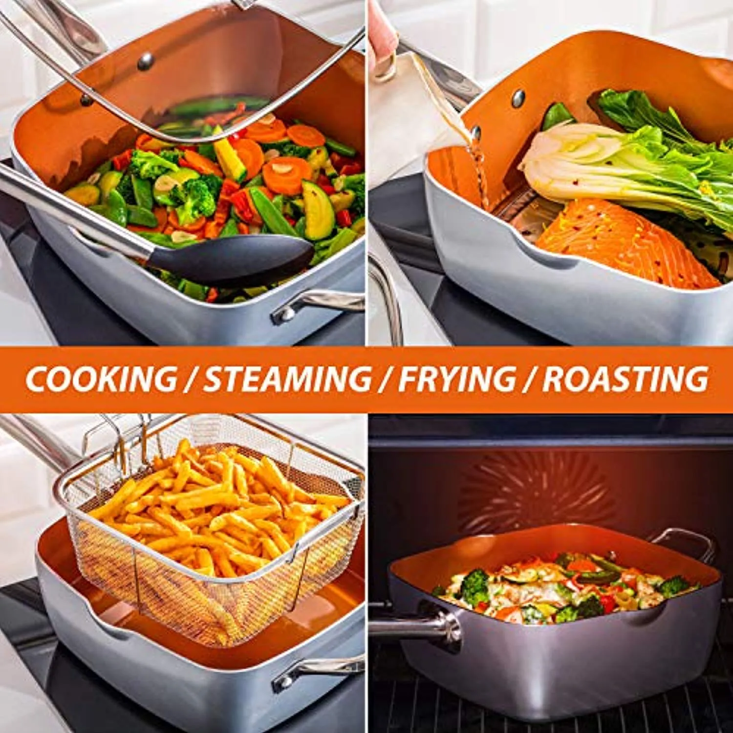 Copper Pots and Pans Set - 23pc Copper Cookware Nonstick