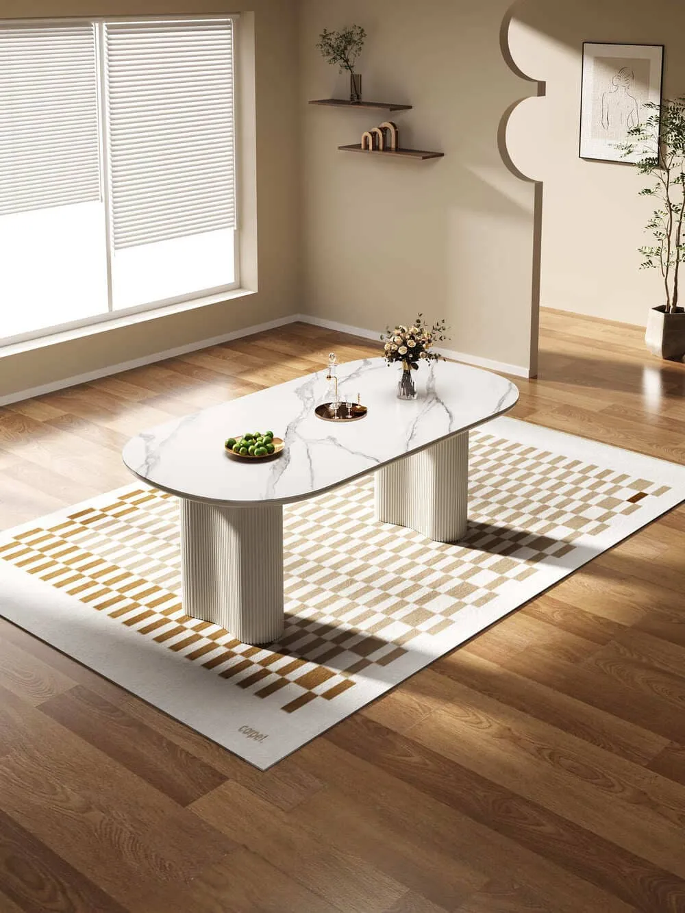 Cosmie Oval White Ceramic Top Dining Table/Ivory White Timber Legs