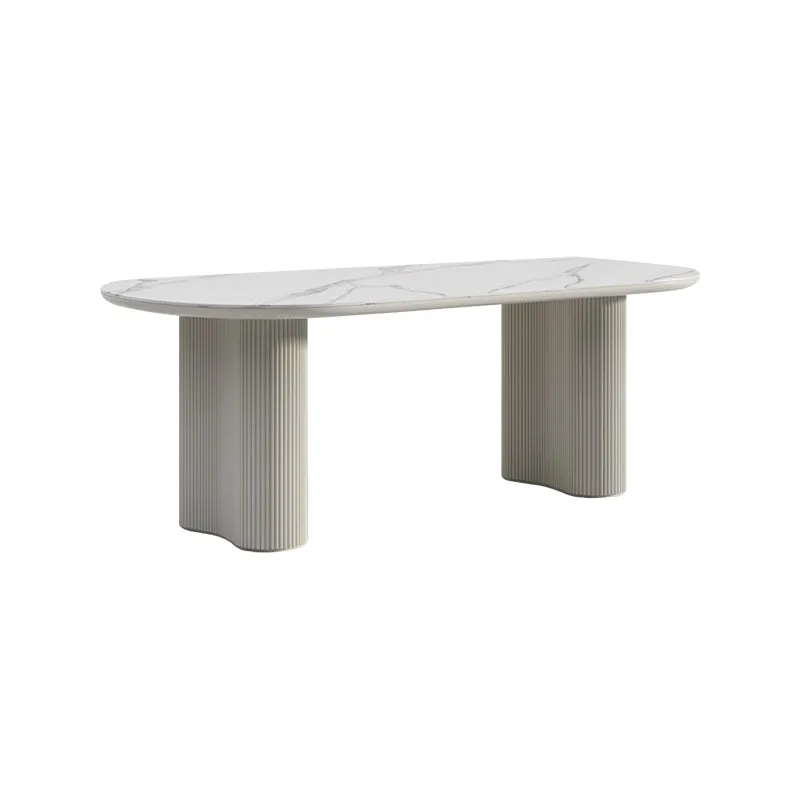 Cosmie Oval White Ceramic Top Dining Table/Ivory White Timber Legs