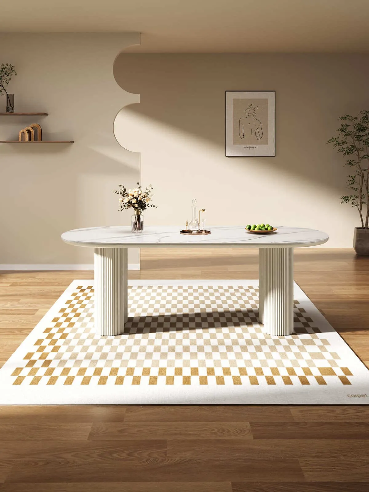 Cosmie Oval White Ceramic Top Dining Table/Ivory White Timber Legs