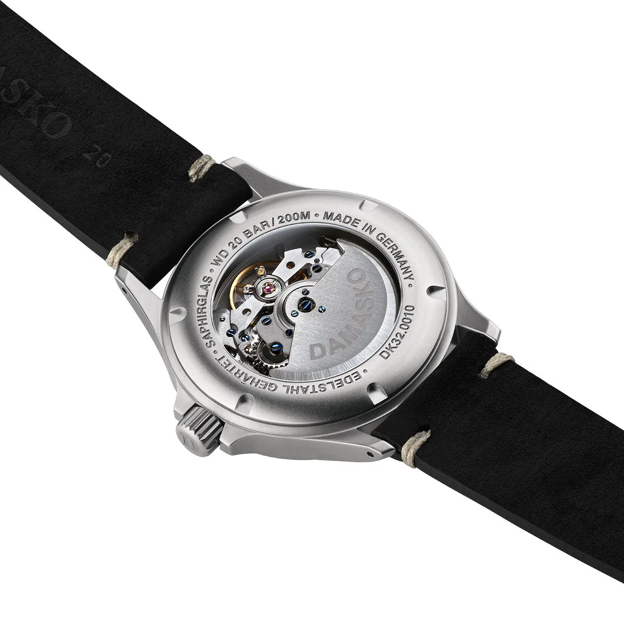 Damasko Watch DK32 Black Vintage Mocha Leather Pin