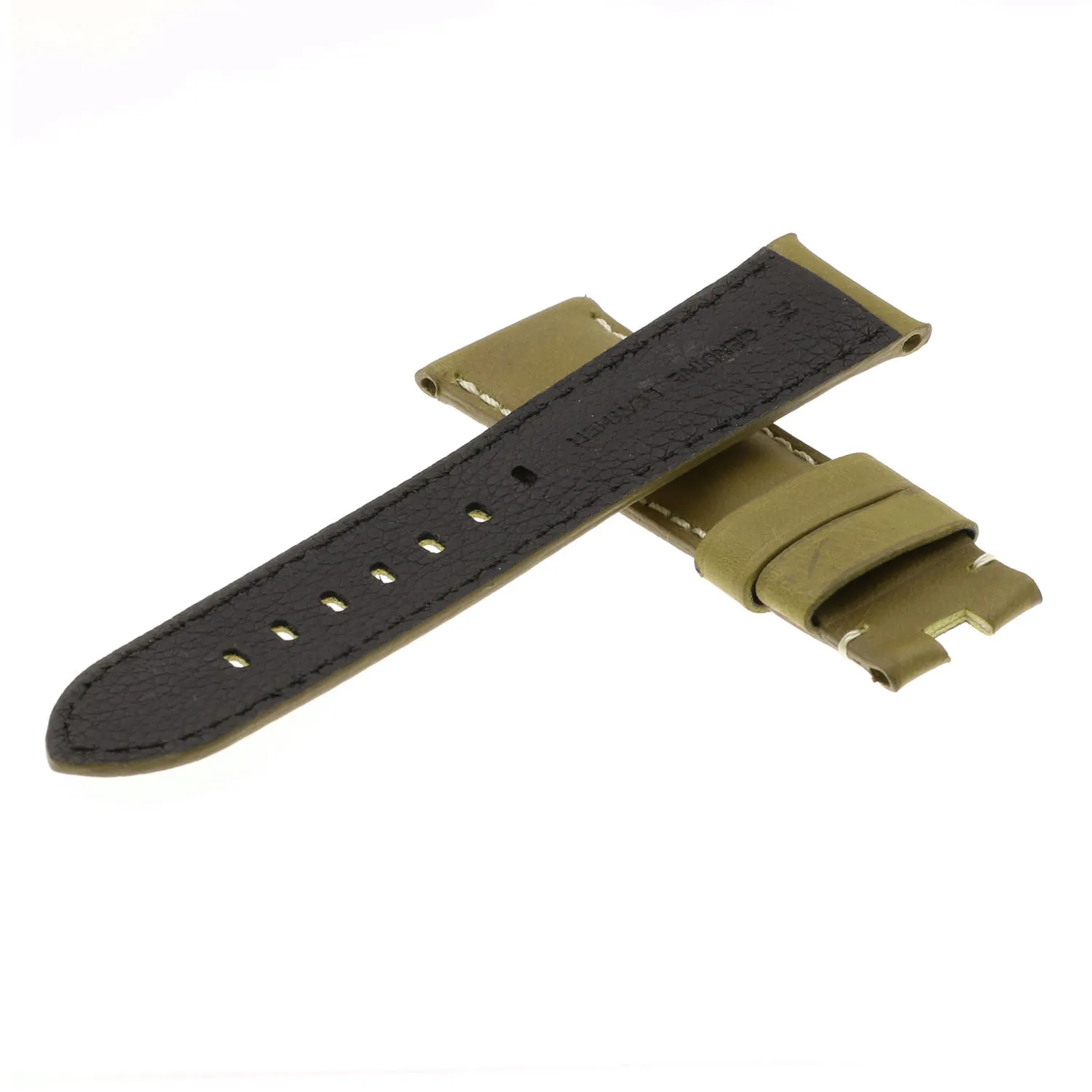 DASSARI Vintage Leather Strap for Deployant Clasp - Khaki