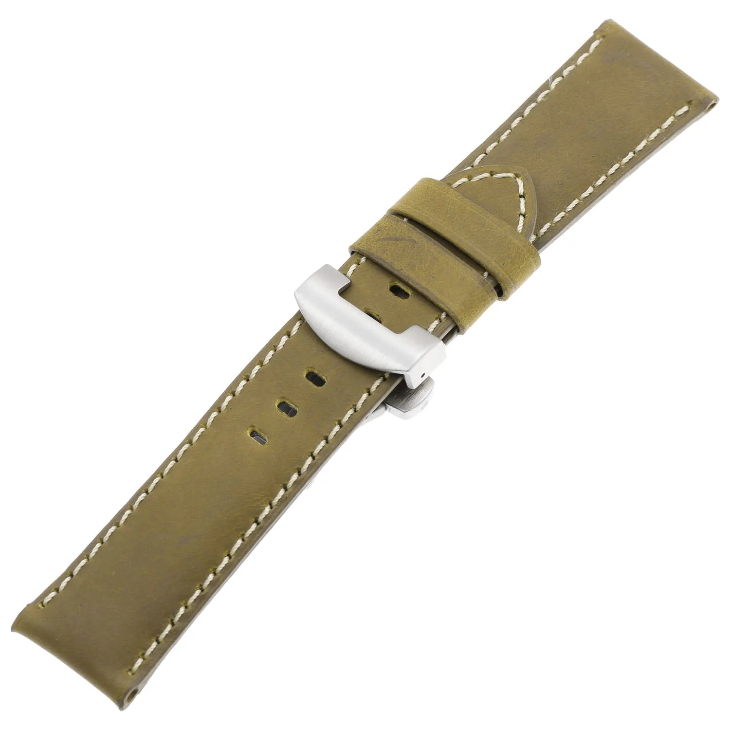 DASSARI Vintage Leather Strap for Deployant Clasp - Khaki
