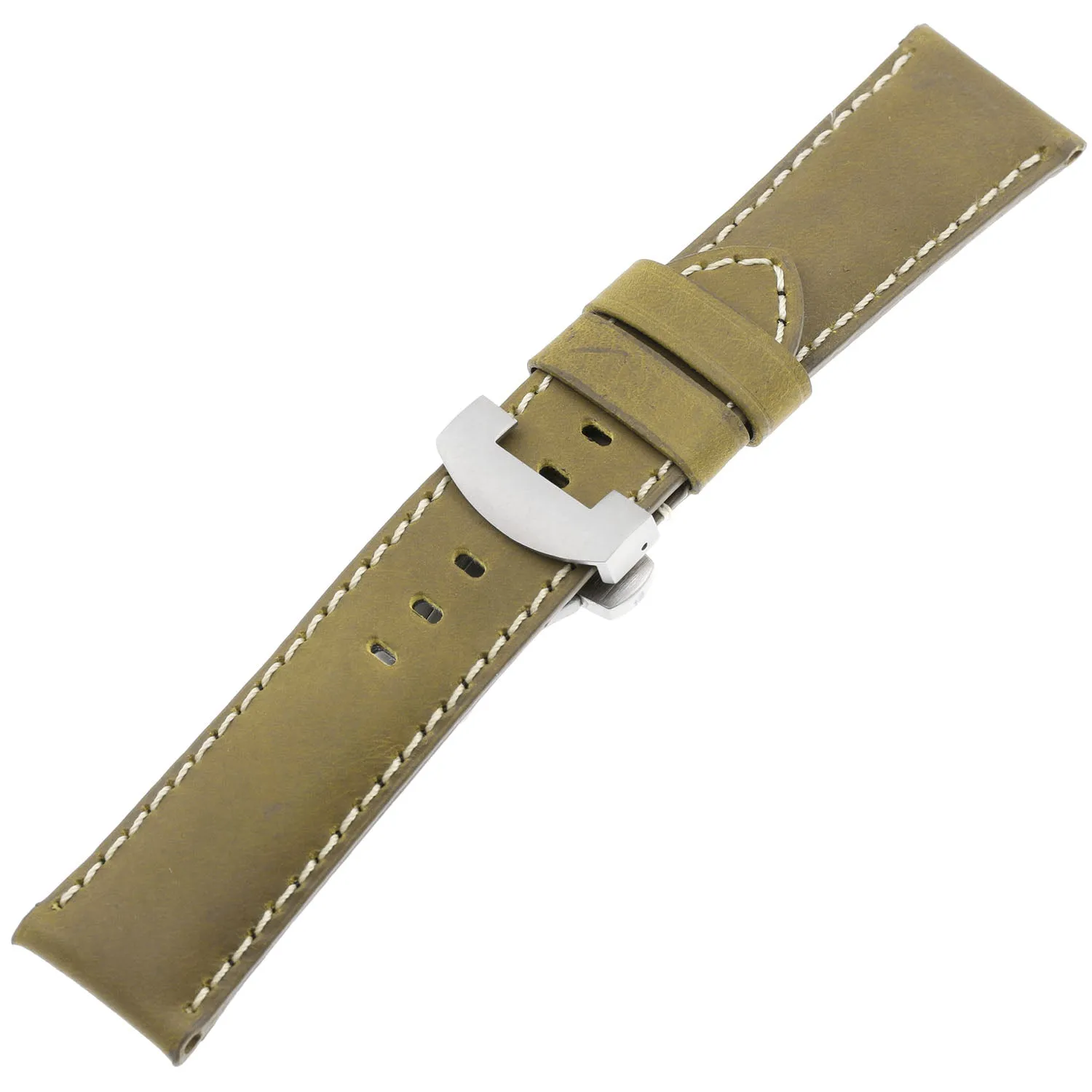 DASSARI Vintage Leather Strap for Deployant Clasp - Khaki