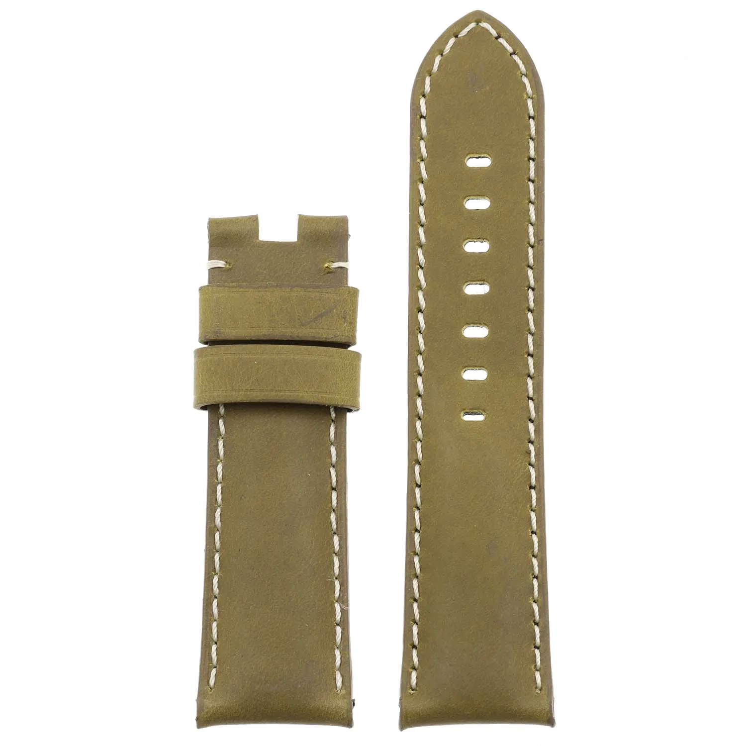 DASSARI Vintage Leather Strap for Deployant Clasp - Khaki