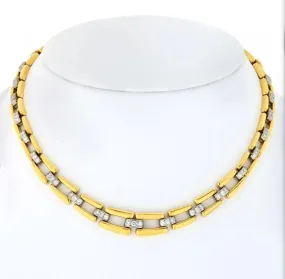 David Webb 18K Gold Diamond and Platinum Open Link Collar Chain Necklace ASC5598