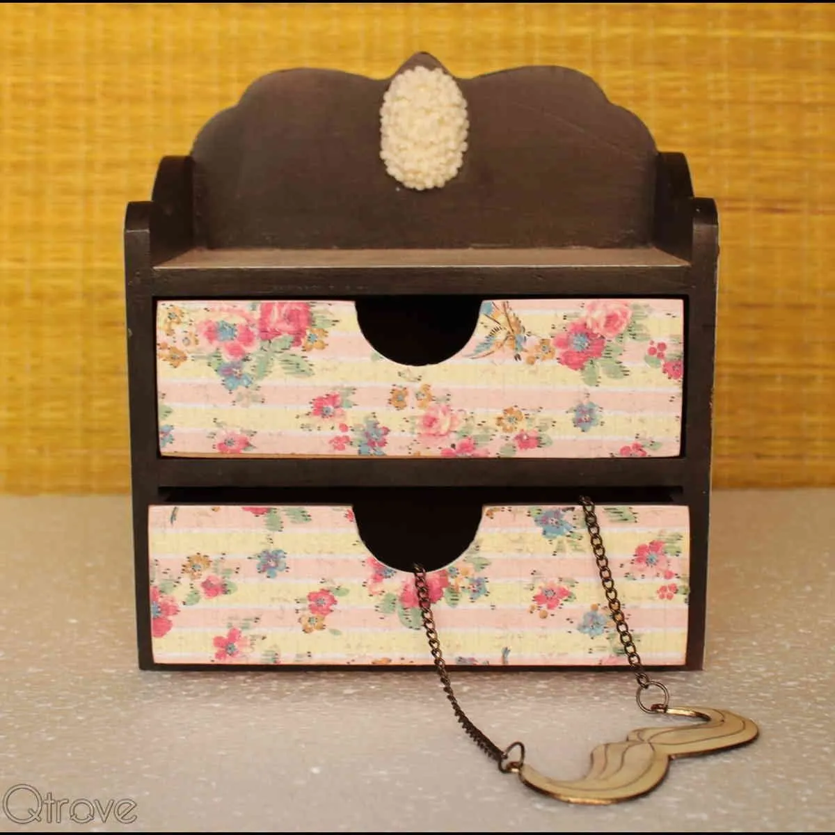 Decoupage Floral Mini Chest of 2 Drawers