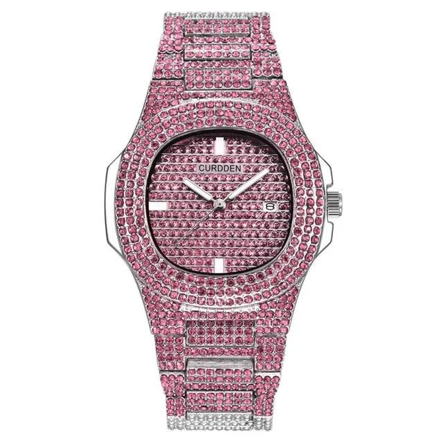 Diamond Rose Gold Stainless Steel Quartz Wrist Watches Women