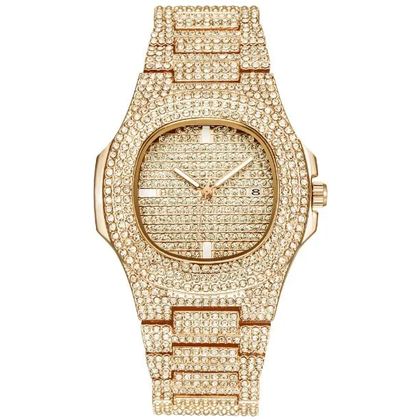 Diamond Rose Gold Stainless Steel Quartz Wrist Watches Women