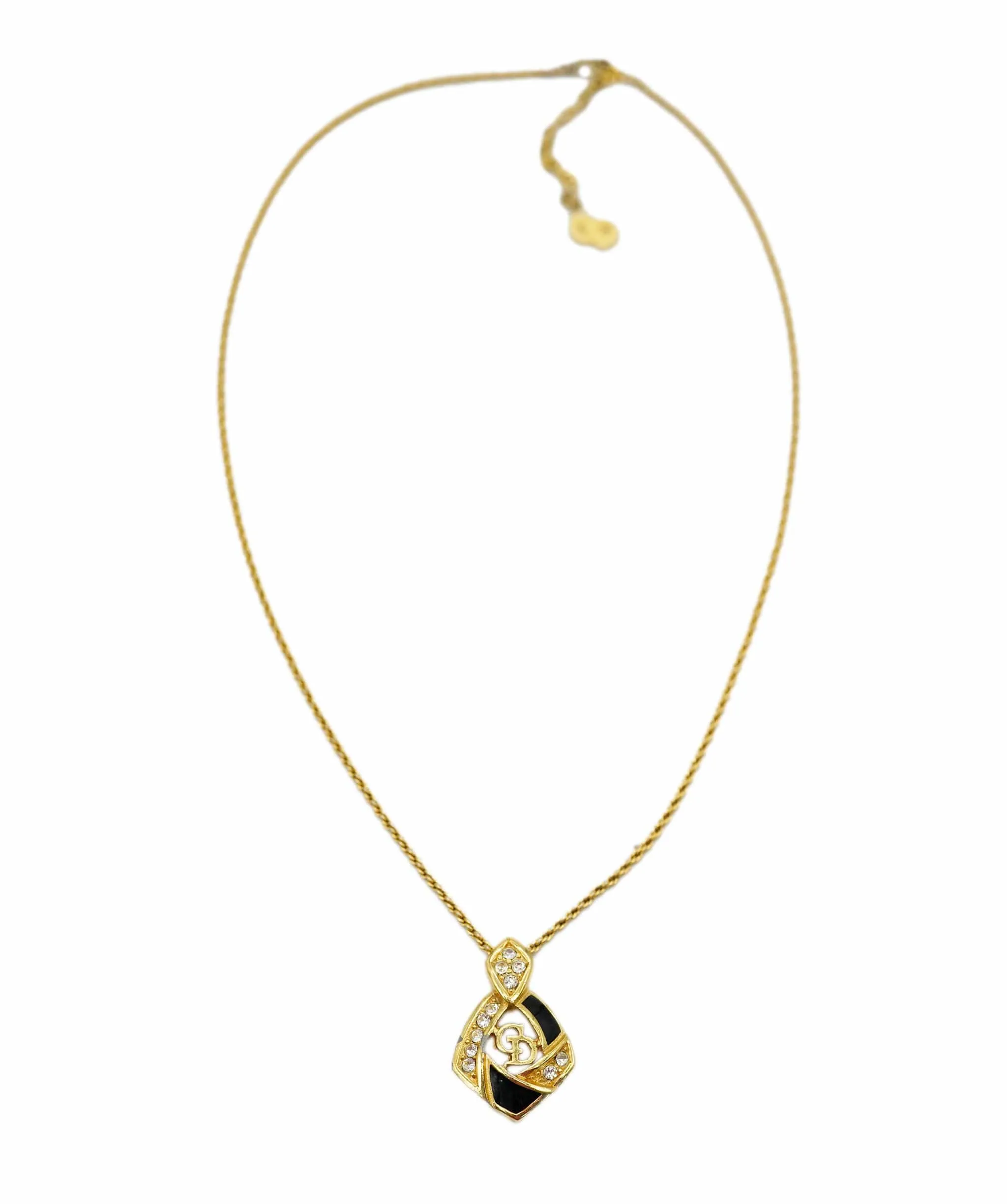 Dior black enamel and rhinestone necklace  - AJC0813