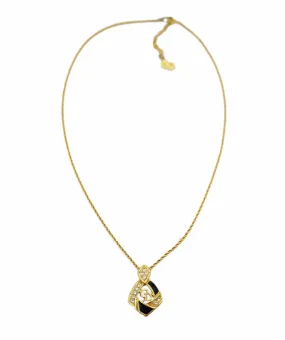 Dior black enamel and rhinestone necklace  - AJC0813