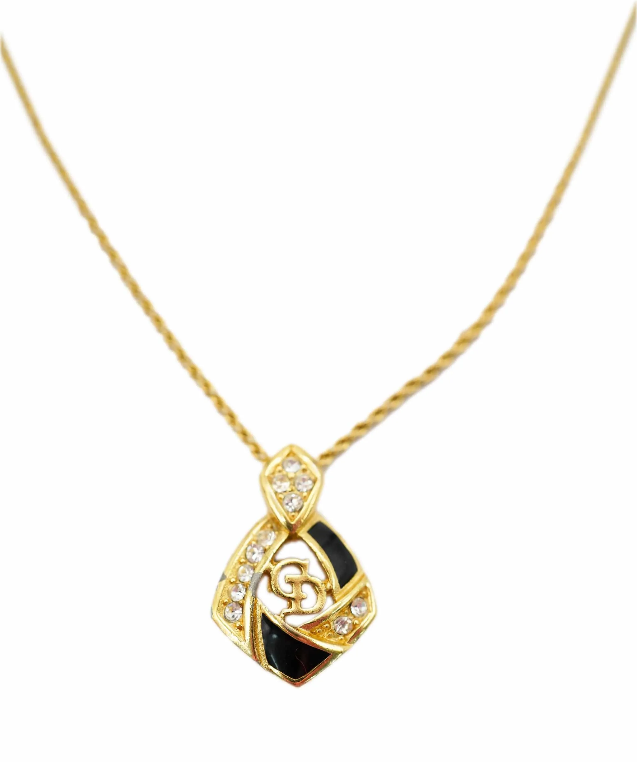 Dior black enamel and rhinestone necklace  - AJC0813