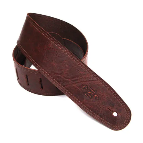 DSL 2.5" Distressed Leather Guitar Strap - Brown
