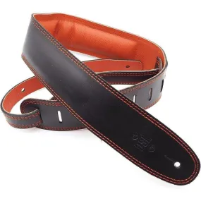 DSL 2.5" Padded Garment Leather Guitar Strap - Black/Orange