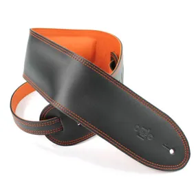 DSL 3.5" Padded Garment Leather Guitar Strap - Black/Orange