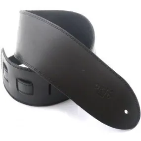 DSL 3.5" Single-Ply Leather Guitar Strap -  Black with Black Stitching
