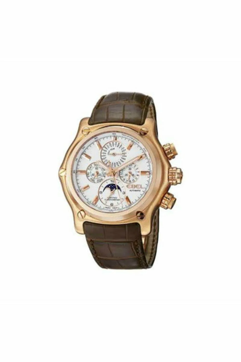ebel 1911 btr perpetual calendar chronograph 44.5mm 18k rose gold men's watch