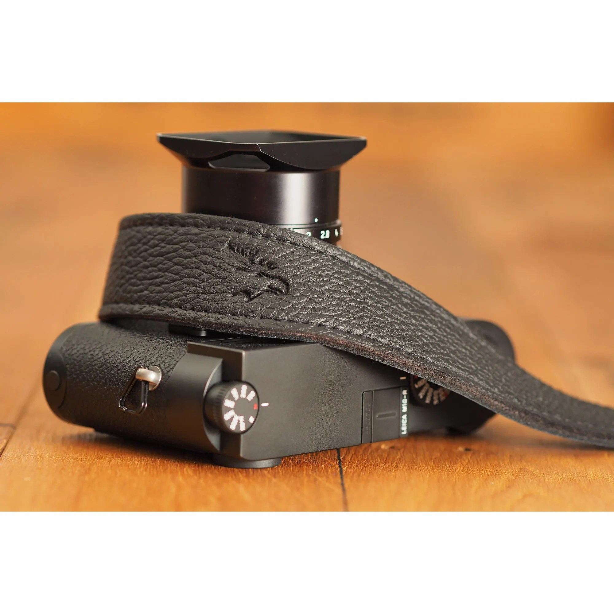 EDDYCAM Elk Leather Neck Strap, 35mm Wide, Black/Black with Black Stitching