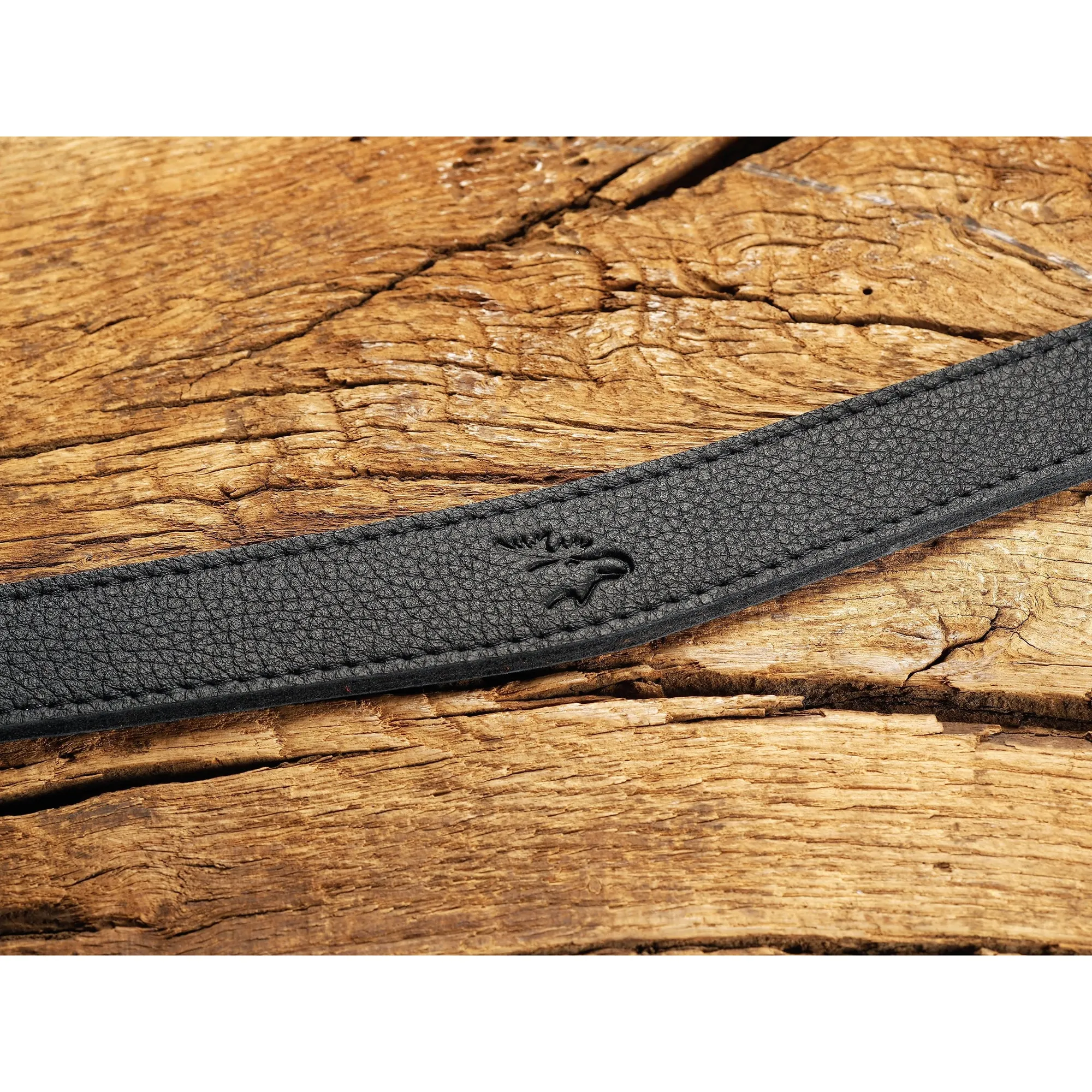 EDDYCAM Elk Leather Neck Strap, 35mm Wide, Black/Black with Black Stitching