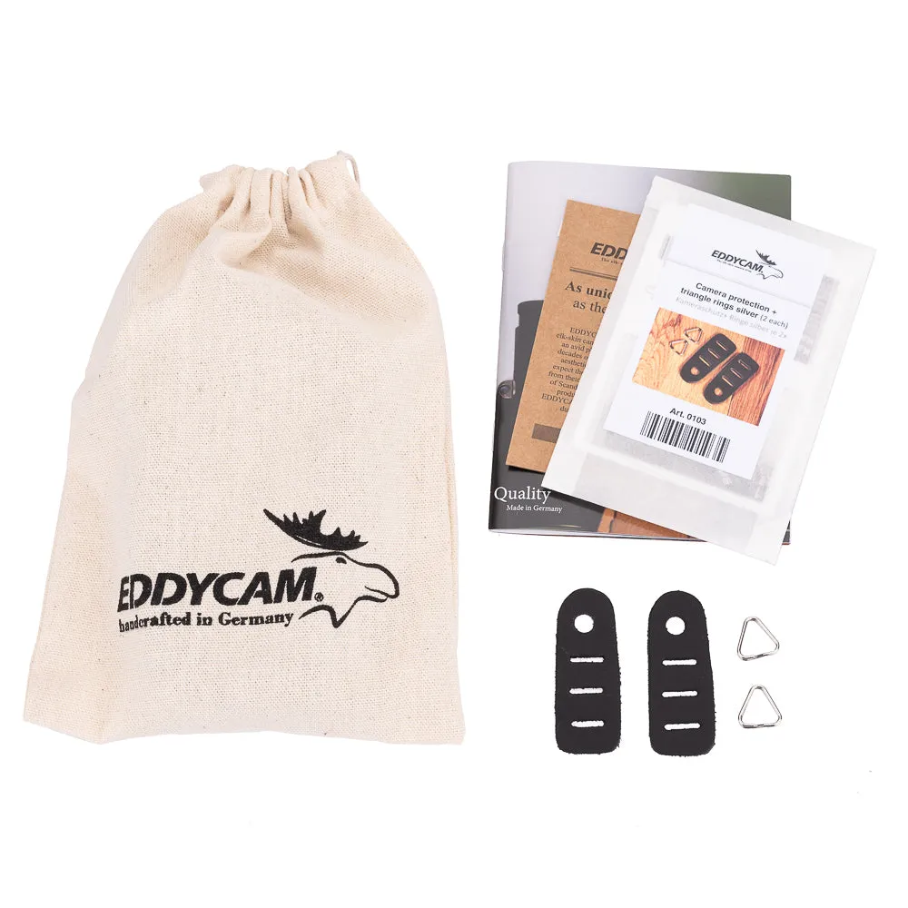 EDDYCAM Elk Leather Neck Strap, 35mm Wide, Black/Black with Black Stitching