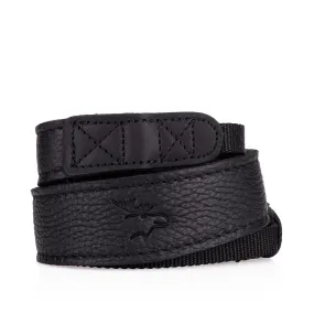 EDDYCAM Elk Leather Neck Strap, 35mm Wide, Black/Black with Black Stitching