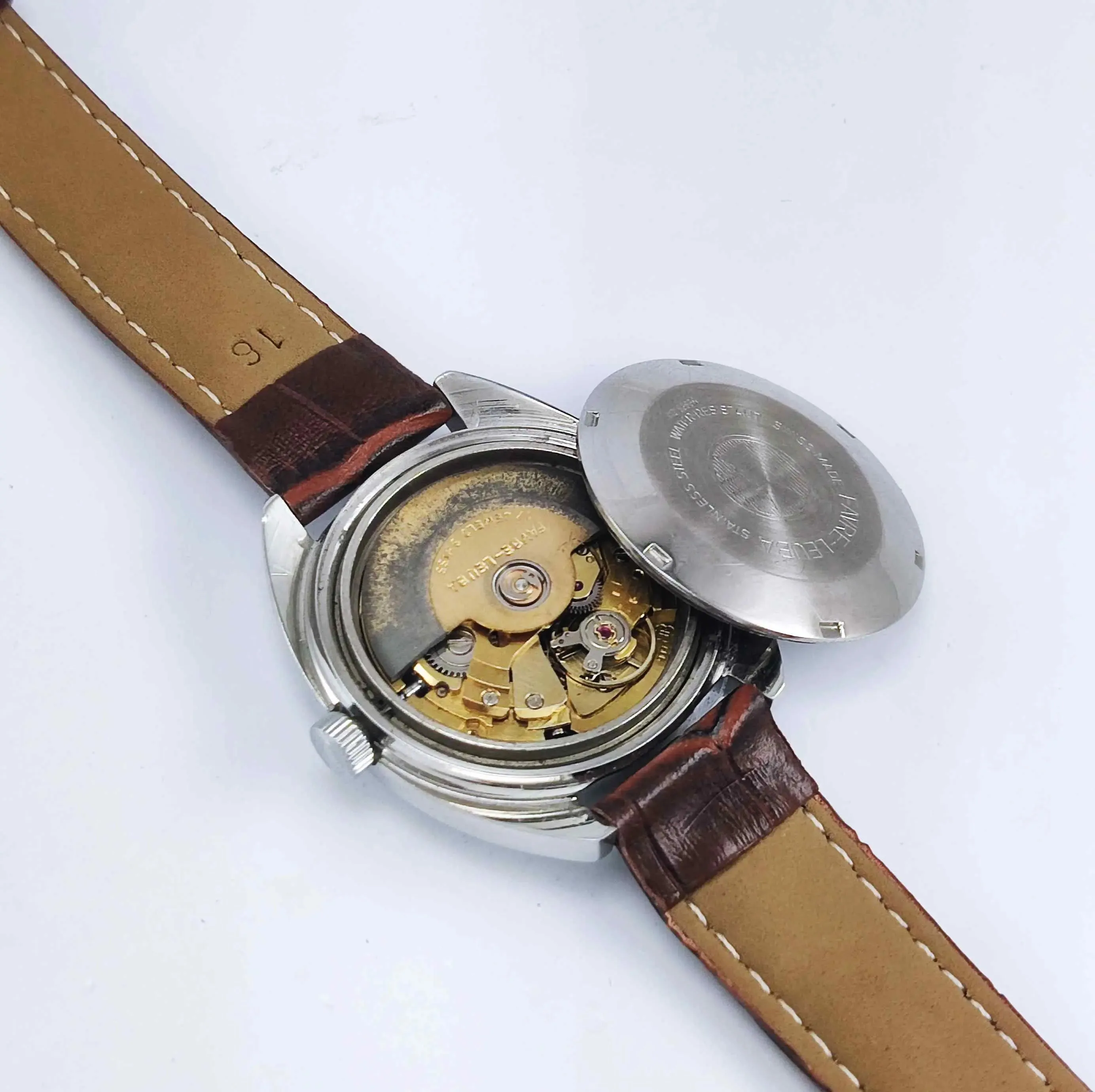 Favre Leuba Geneve Duomatic-909 Charcoal Navy Blue Dial 17 Jewels Men's Watch