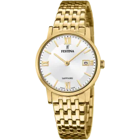 Festina Swiss Quartz Date 50M WR Stainless Steel/Yellow Gold Plate Case & Bracelet