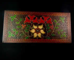 Floral Patterned Jewelry Box, Handmade Hinged Wooden Treasure Box