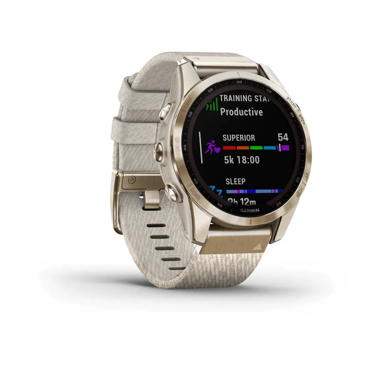 fēnix® 7S – Sapphire Solar Edition - Cream Gold Titanium with Cream Heathered Nylon Band - 010-02539-40