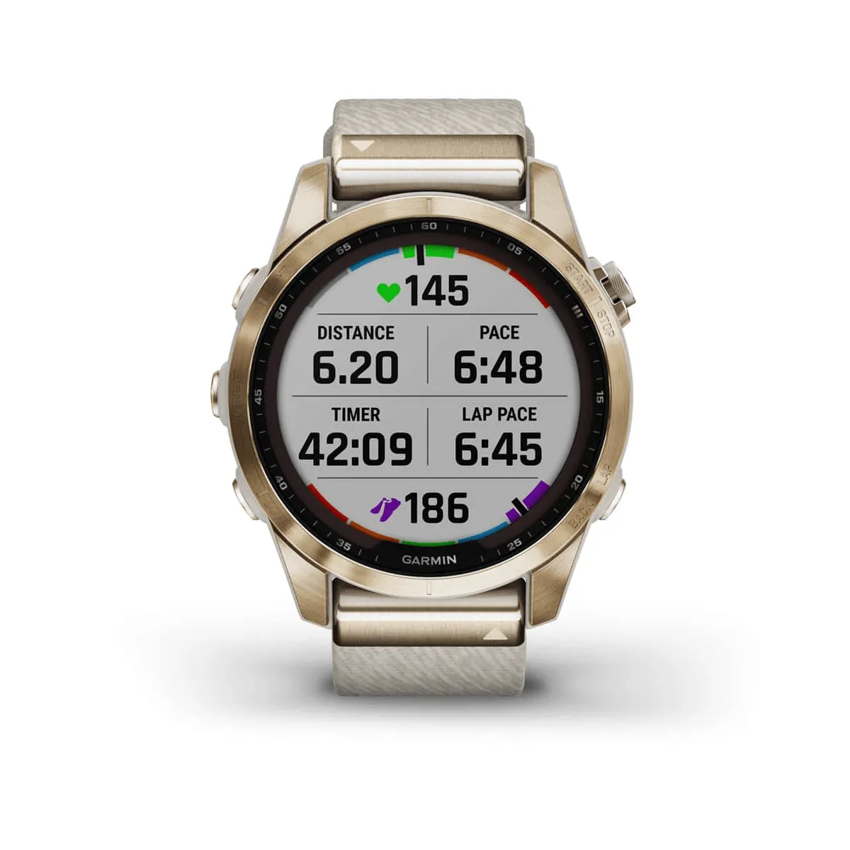 fēnix® 7S – Sapphire Solar Edition - Cream Gold Titanium with Cream Heathered Nylon Band - 010-02539-40