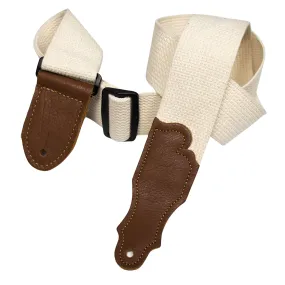 Franklin 2 Inch Natural Cotton Strap with Pebbled Caramel Glove Leather End Tab