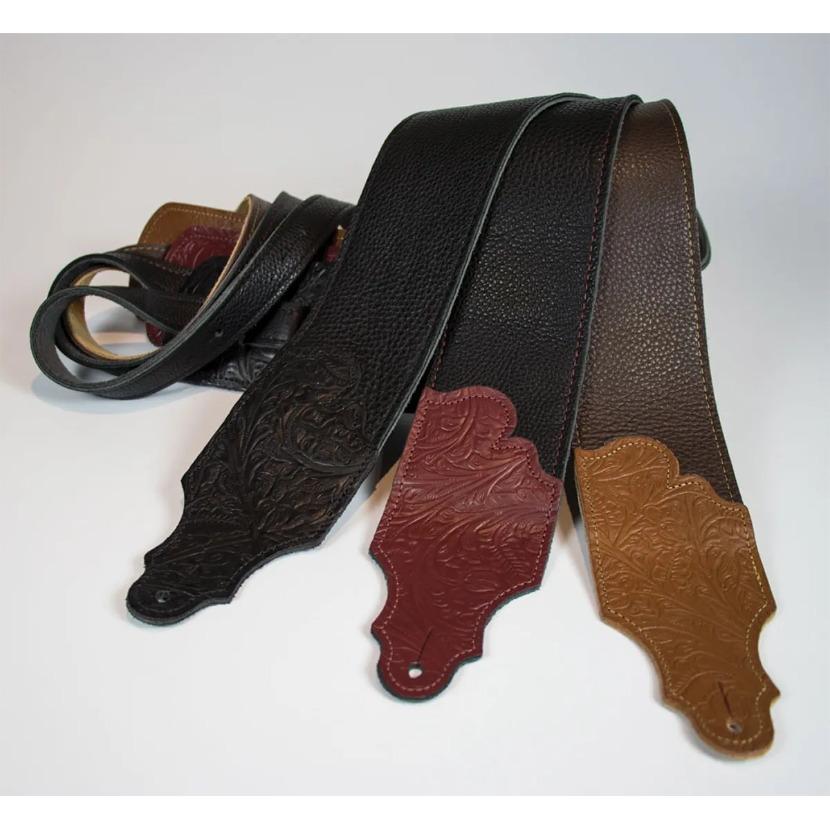 Franklin 3 Inch Black Glove Leather with Tooled Red Ends