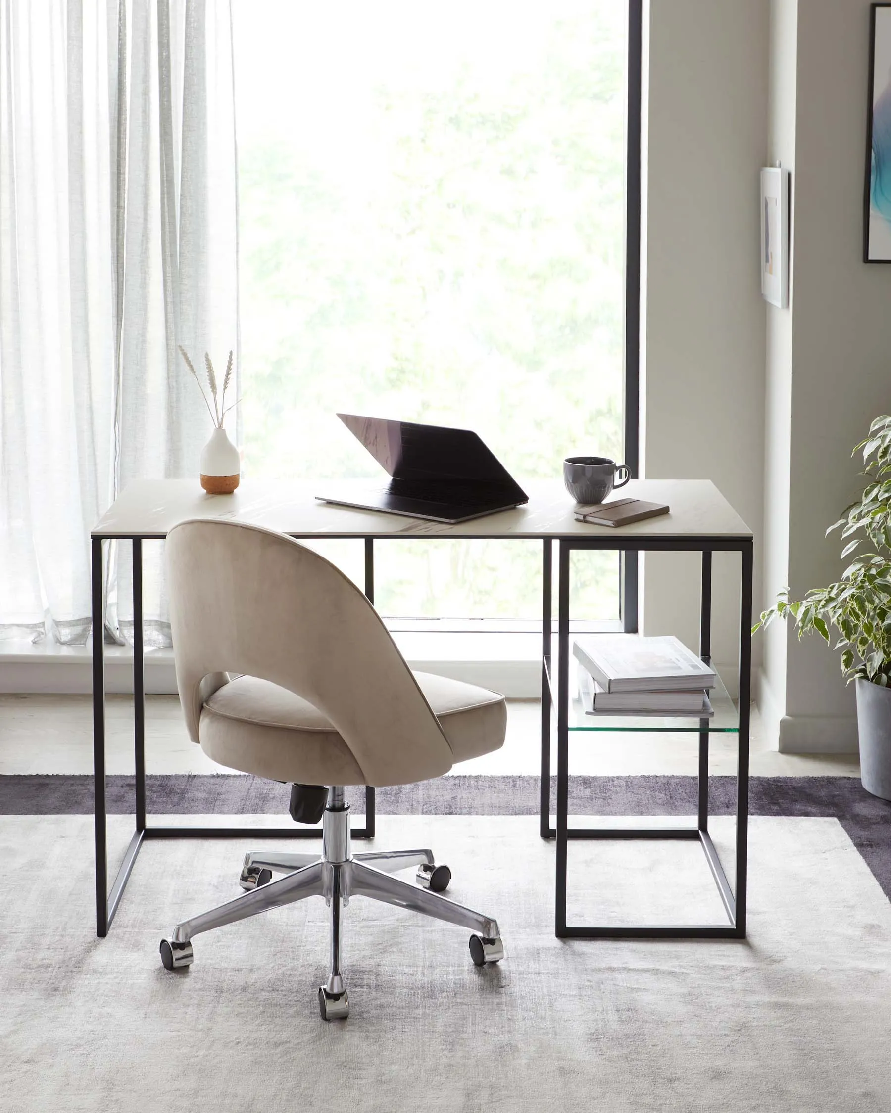 Georgia White Marbled Ceramic Desk