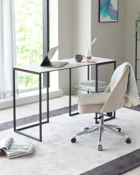 Georgia White Marbled Ceramic Desk